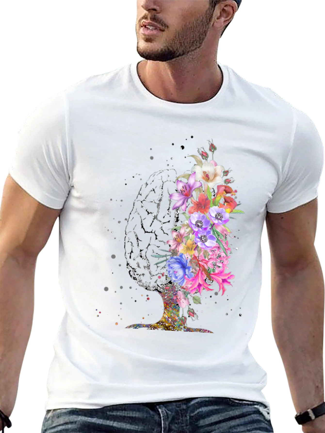 Floral Brain Graphic T-Shirt