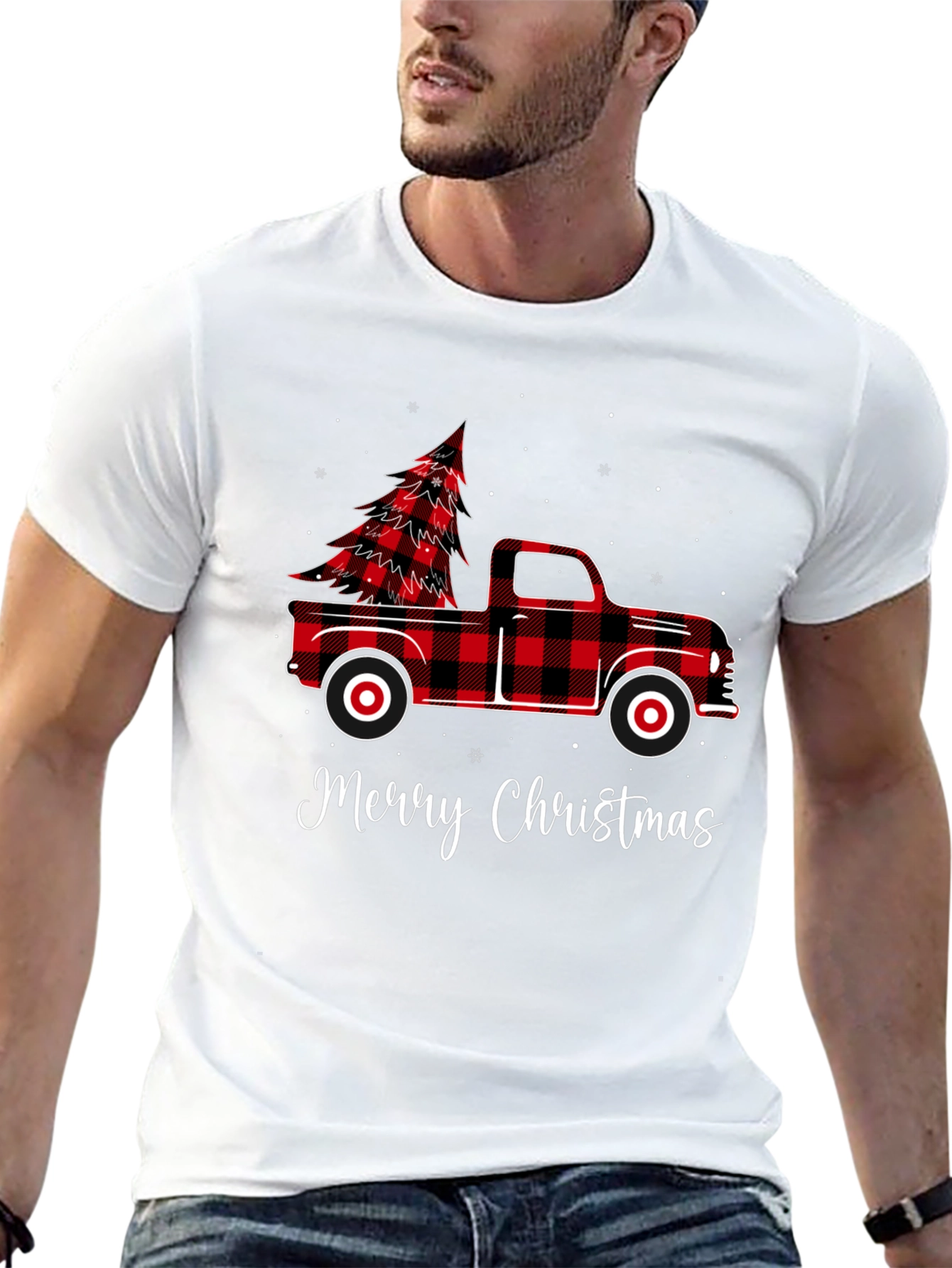 Buffalo Plaid Truck Christmas Tree Holiday T-Shirt