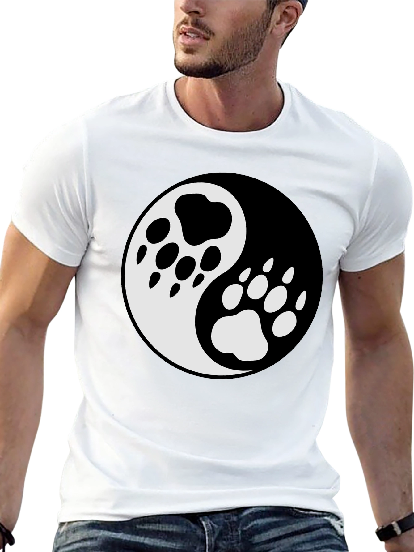 Yin Yang Paw Print T-Shirt - Balance & Style