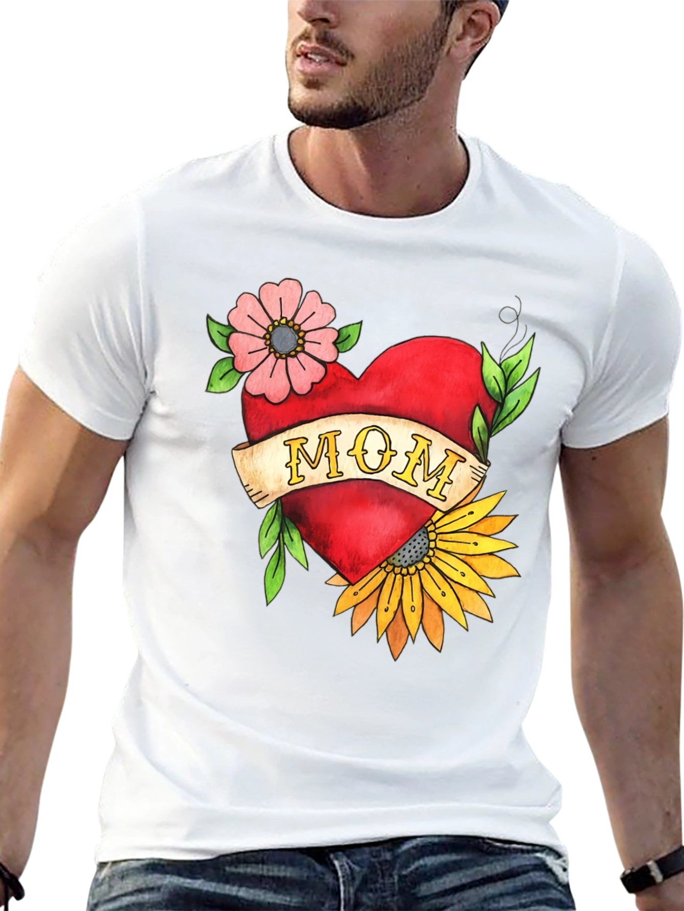 Mom Heart Tattoo Graphic T-Shirt