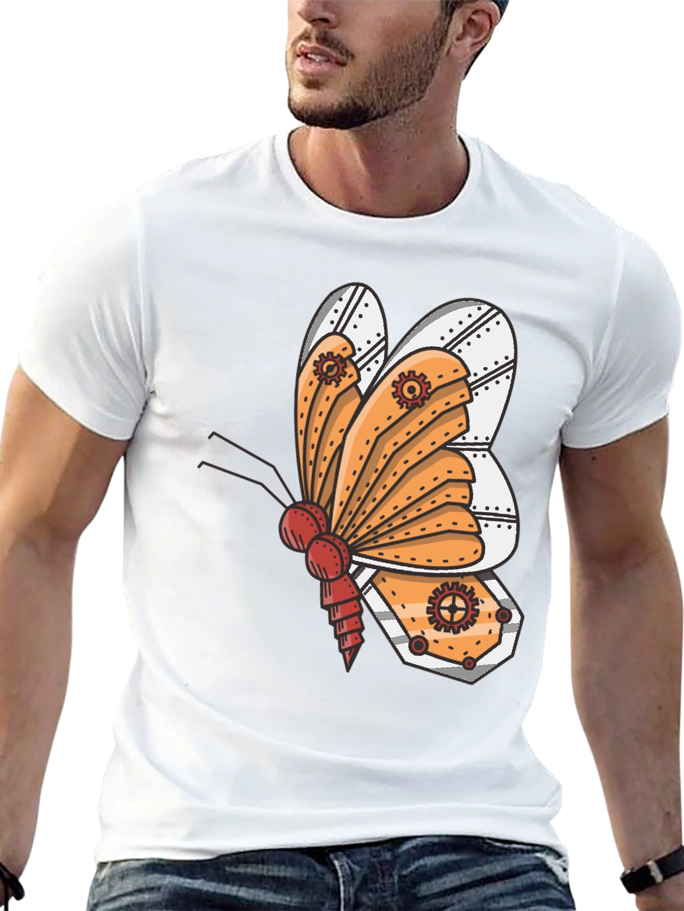 Steampunk Butterfly Graphic Tee - Unique Design!