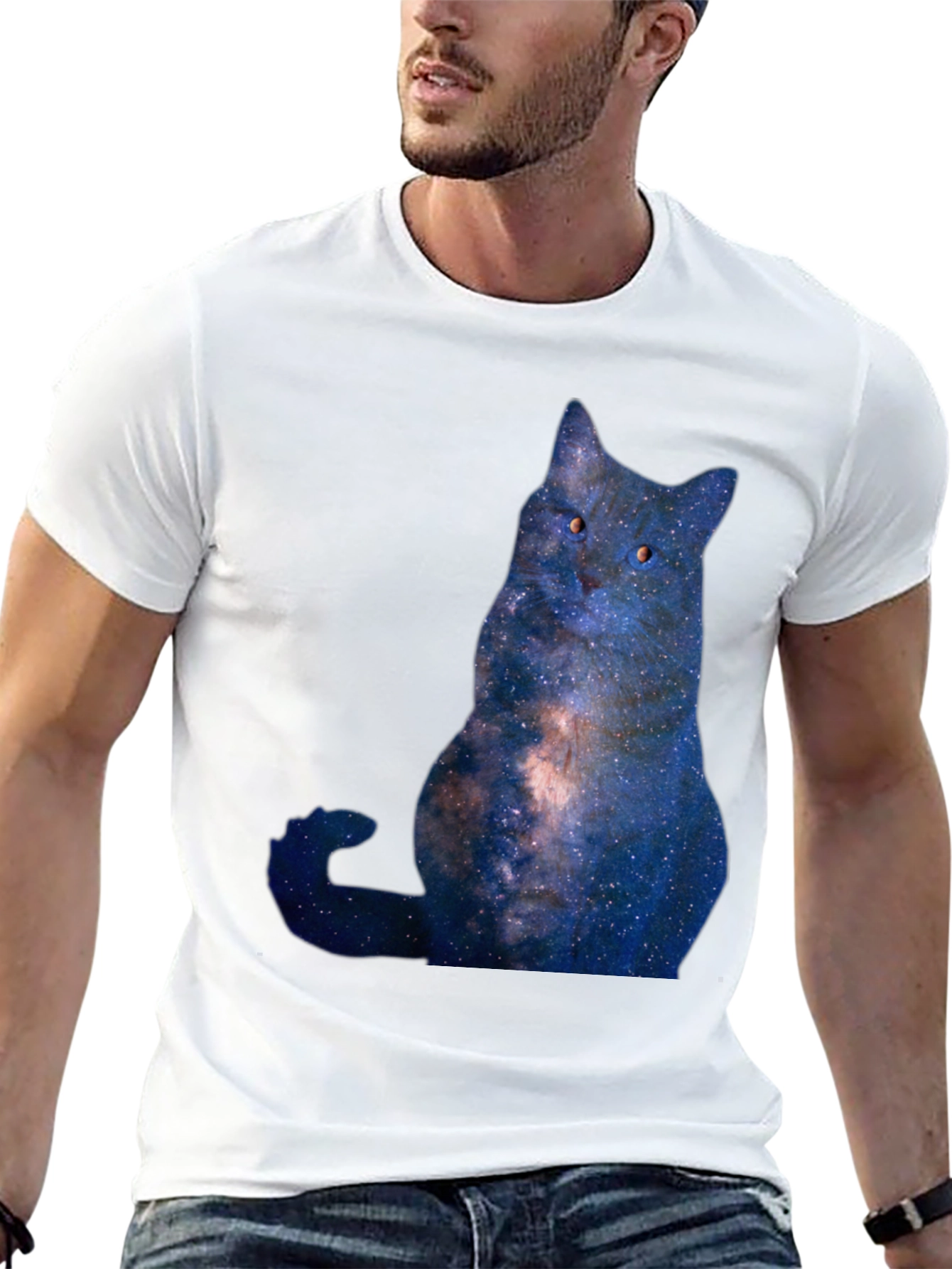 Cosmic Cat Graphic T-Shirt - Mens Black Tee