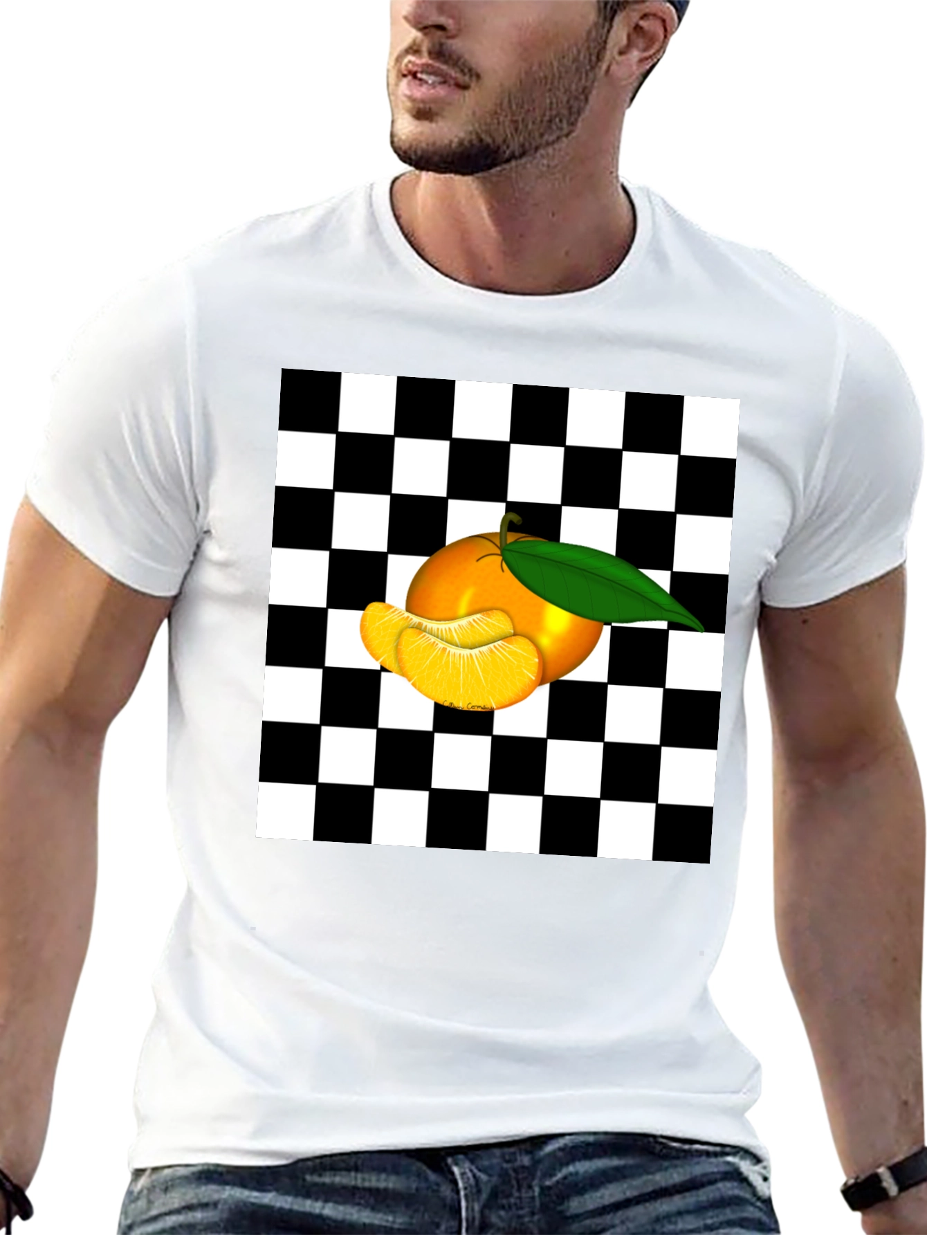 Checkered Orange Graphic Tee