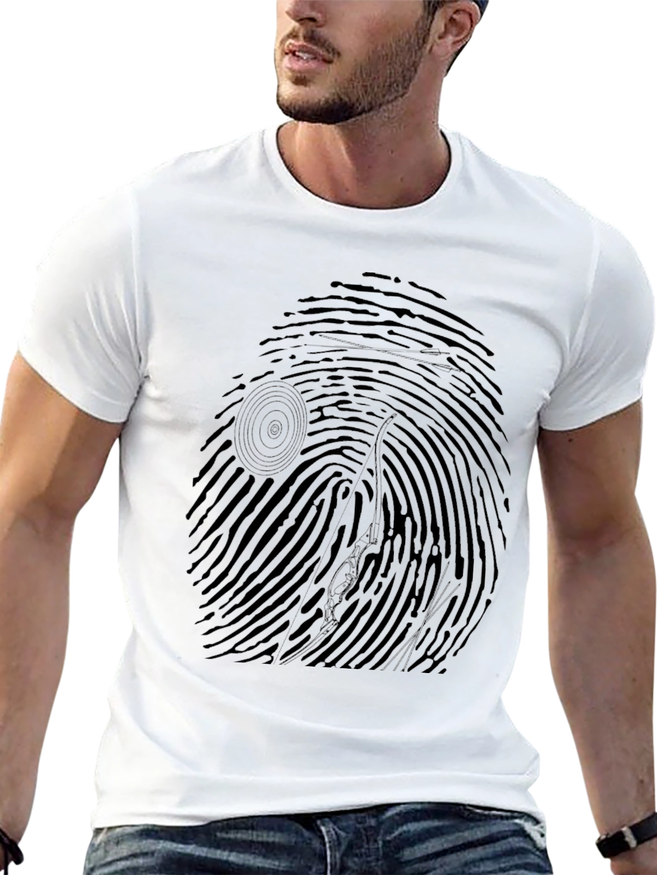 Unique Fingerprint Tree Graphic Black T-Shirt