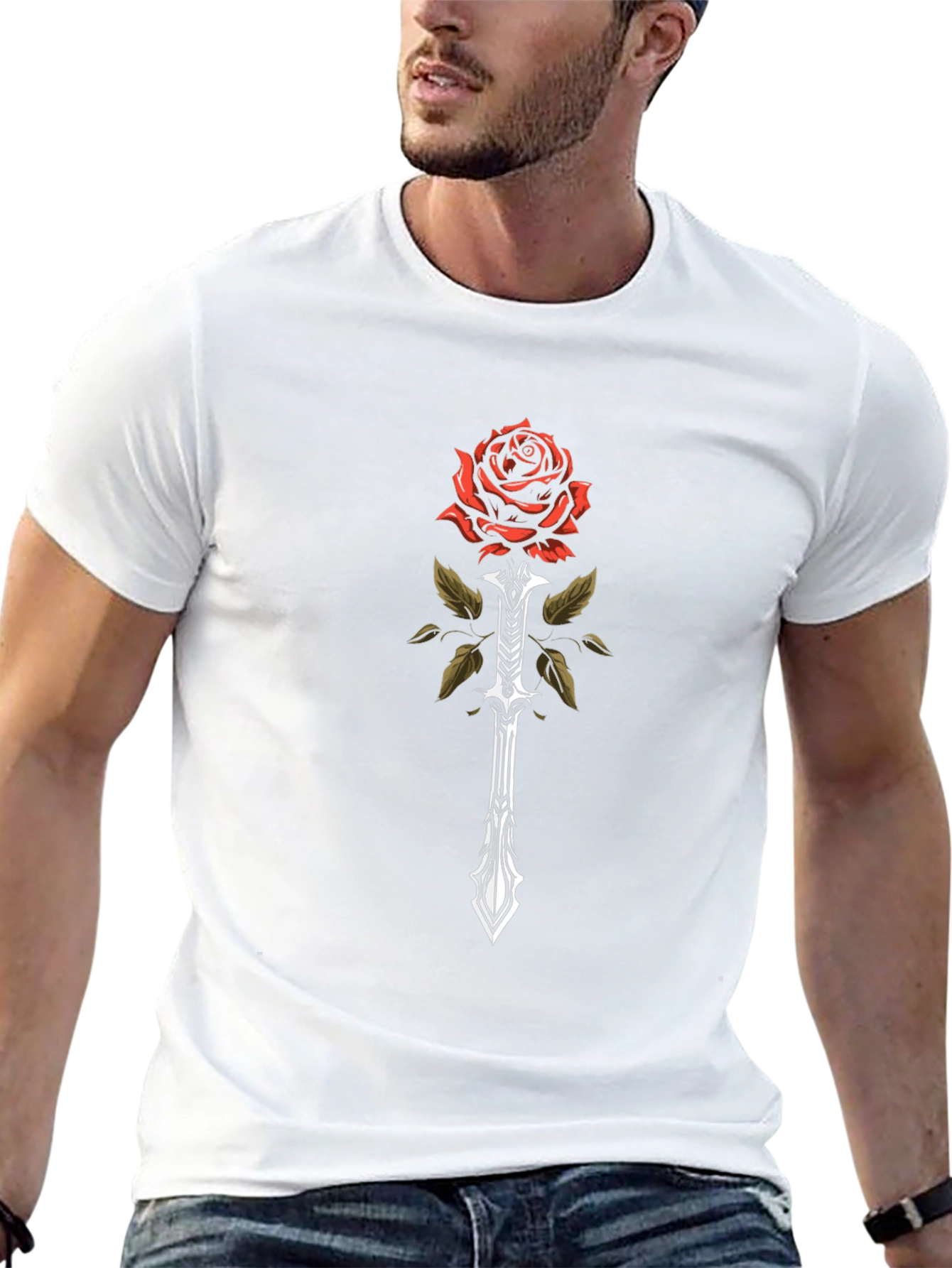 Rose & Sword Graphic Tee - Dark Aesthetic