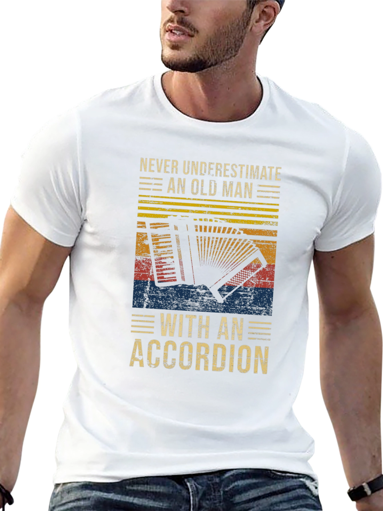 Never Underestimate Accordion Old Man T-Shirt