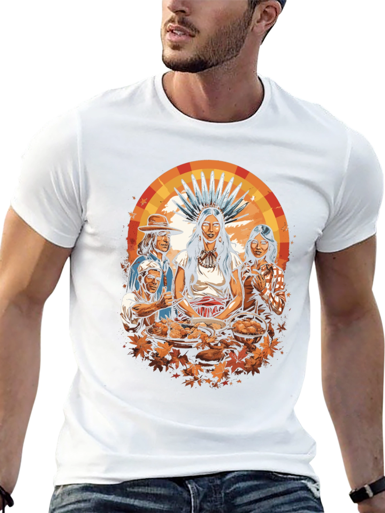 Thanksgiving T-Shirt Native American & Pilgrims Feast
