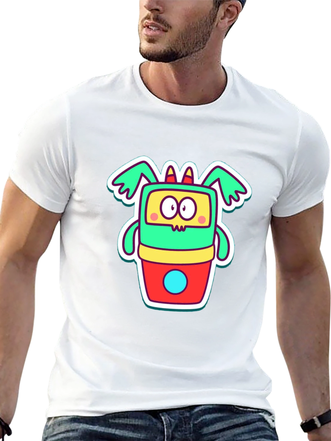 Cartoon Monster Graphic Tee - Funky Black T-Shirt