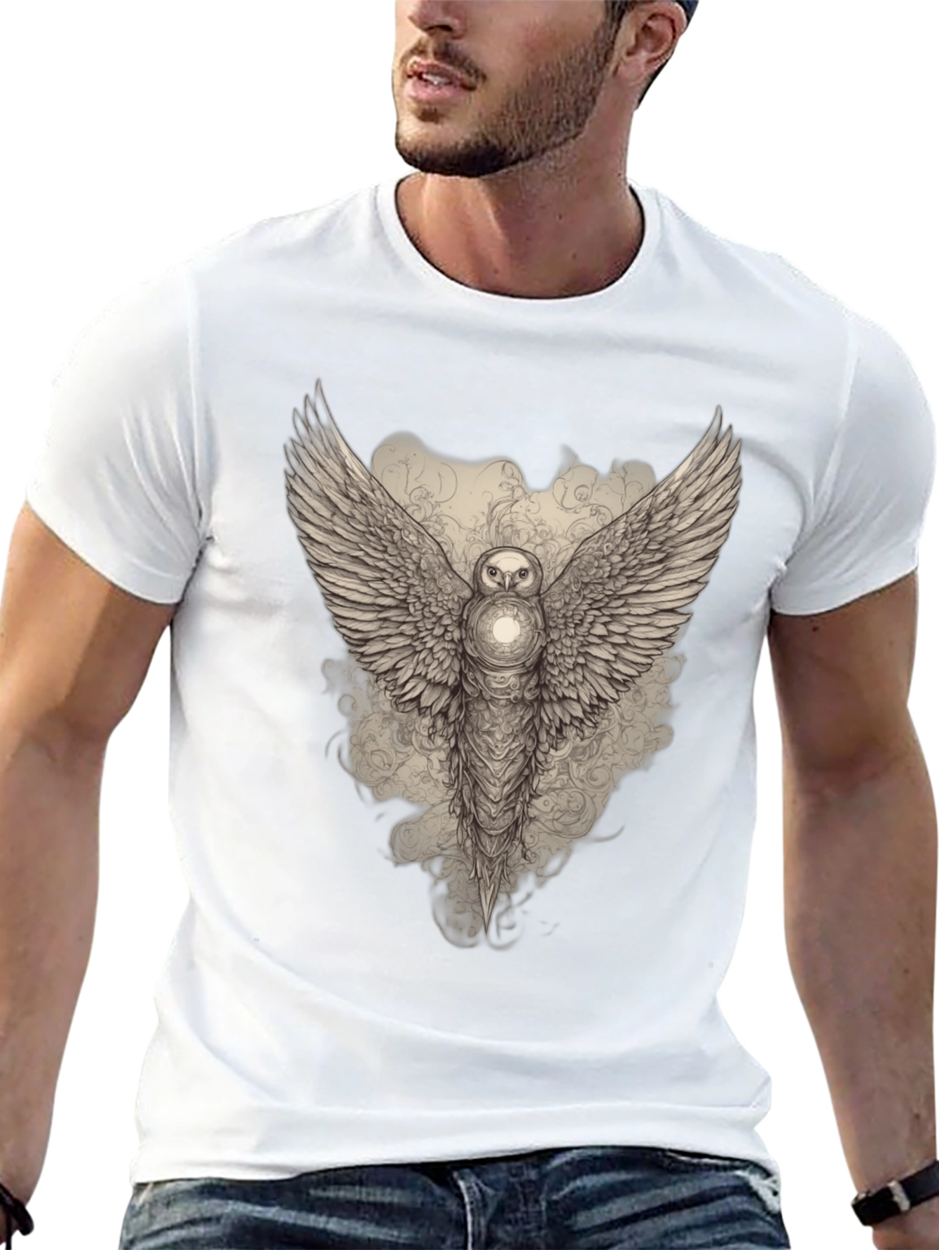 Mystic Owl Wings Graphic Tee - Black
