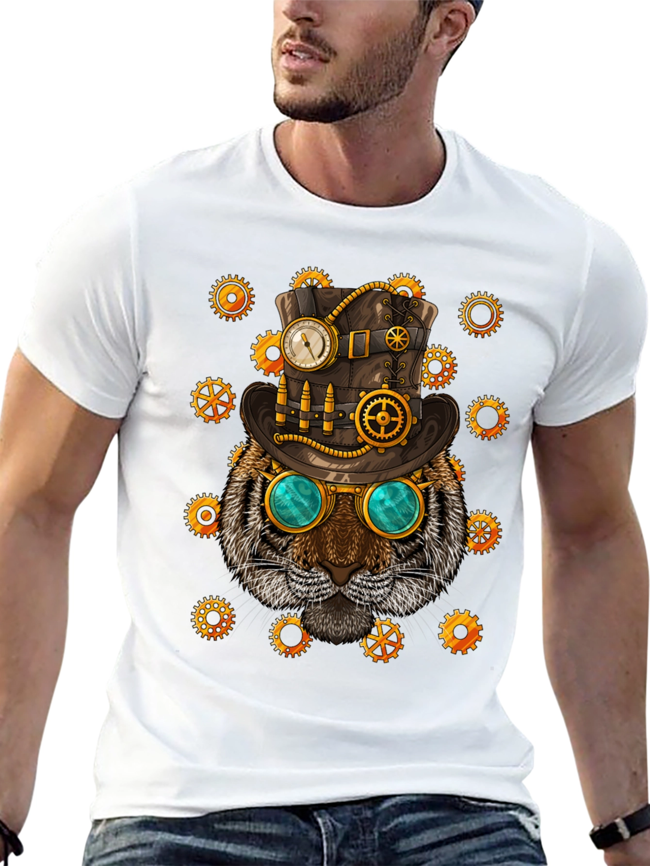 Steampunk Tiger Graphic T-Shirt