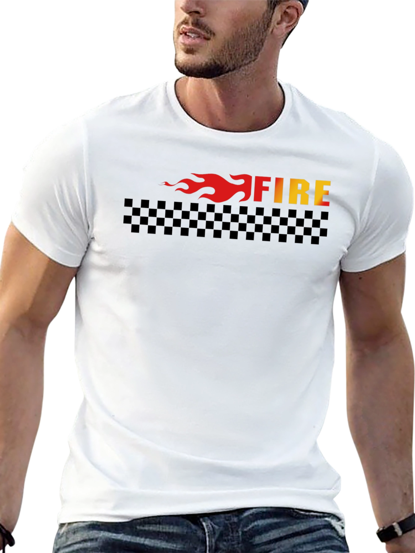 Fiery Racer Tee - Black Cotton Blend