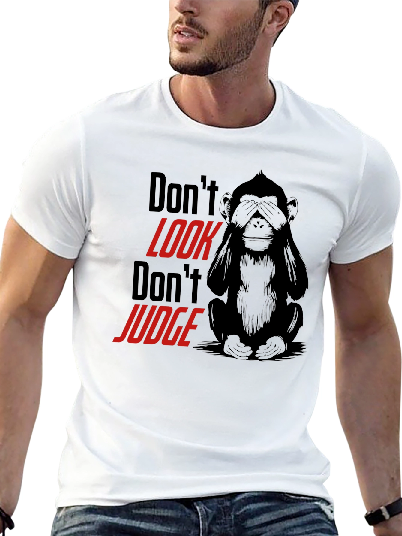 Dont Look Monkey Graphic Tee - Black