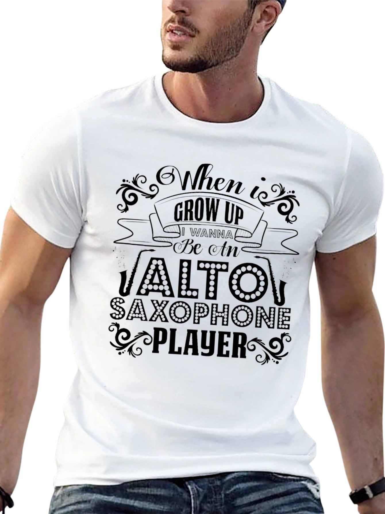 Alto Saxophone Player Black Graphic Tee