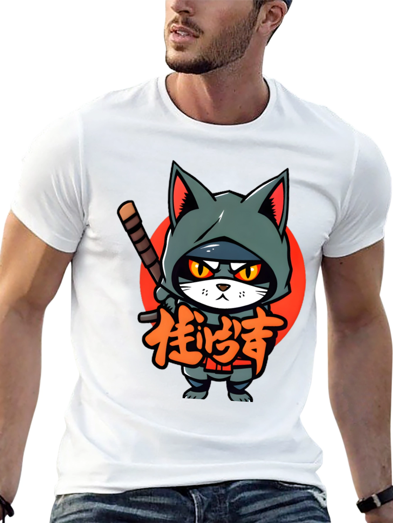 Ninja Cat Graphic Tee - Cool Cartoon T-Shirt