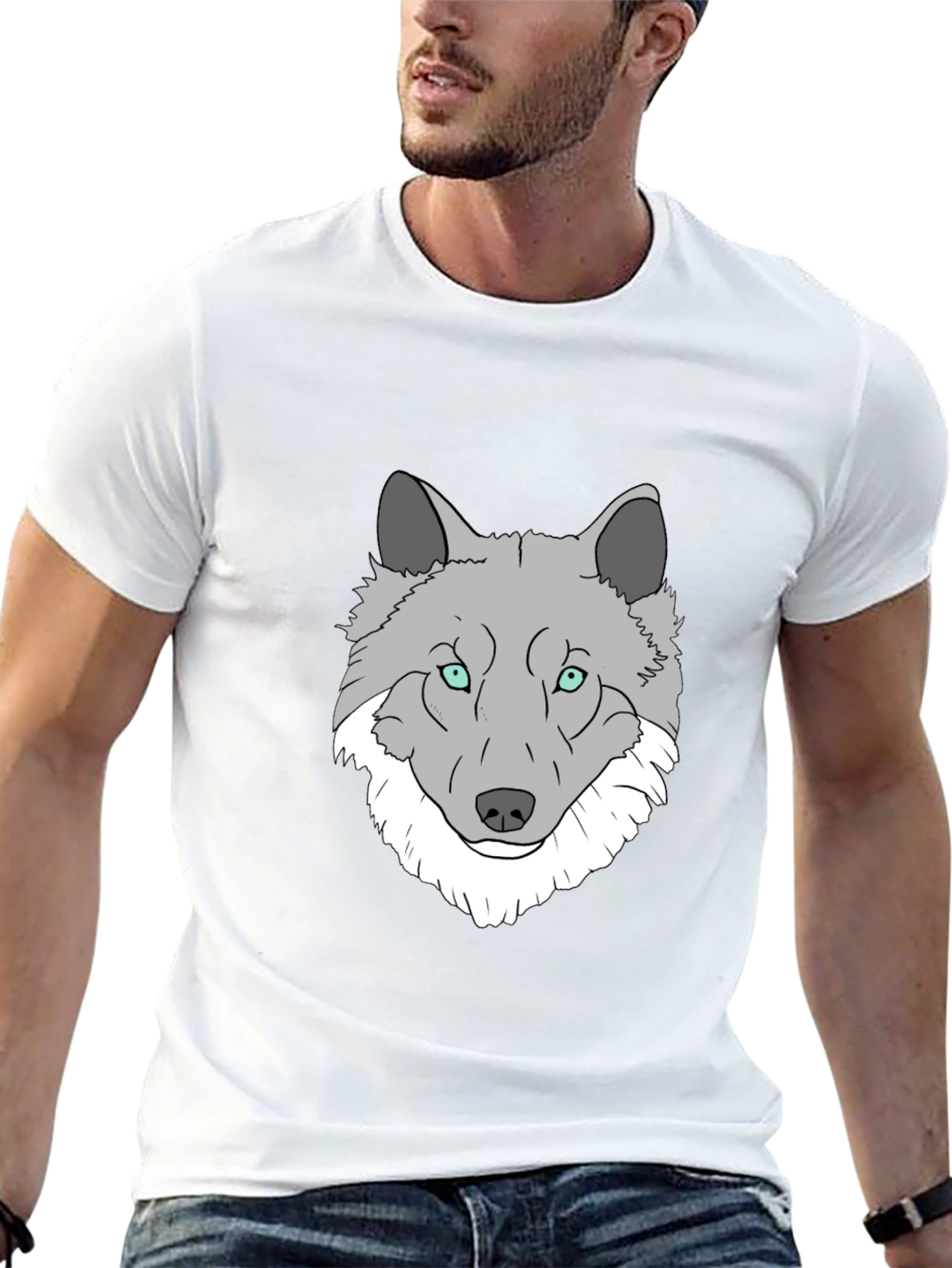 Wolf Graphic Print T-Shirt - Stylish Mens Tee