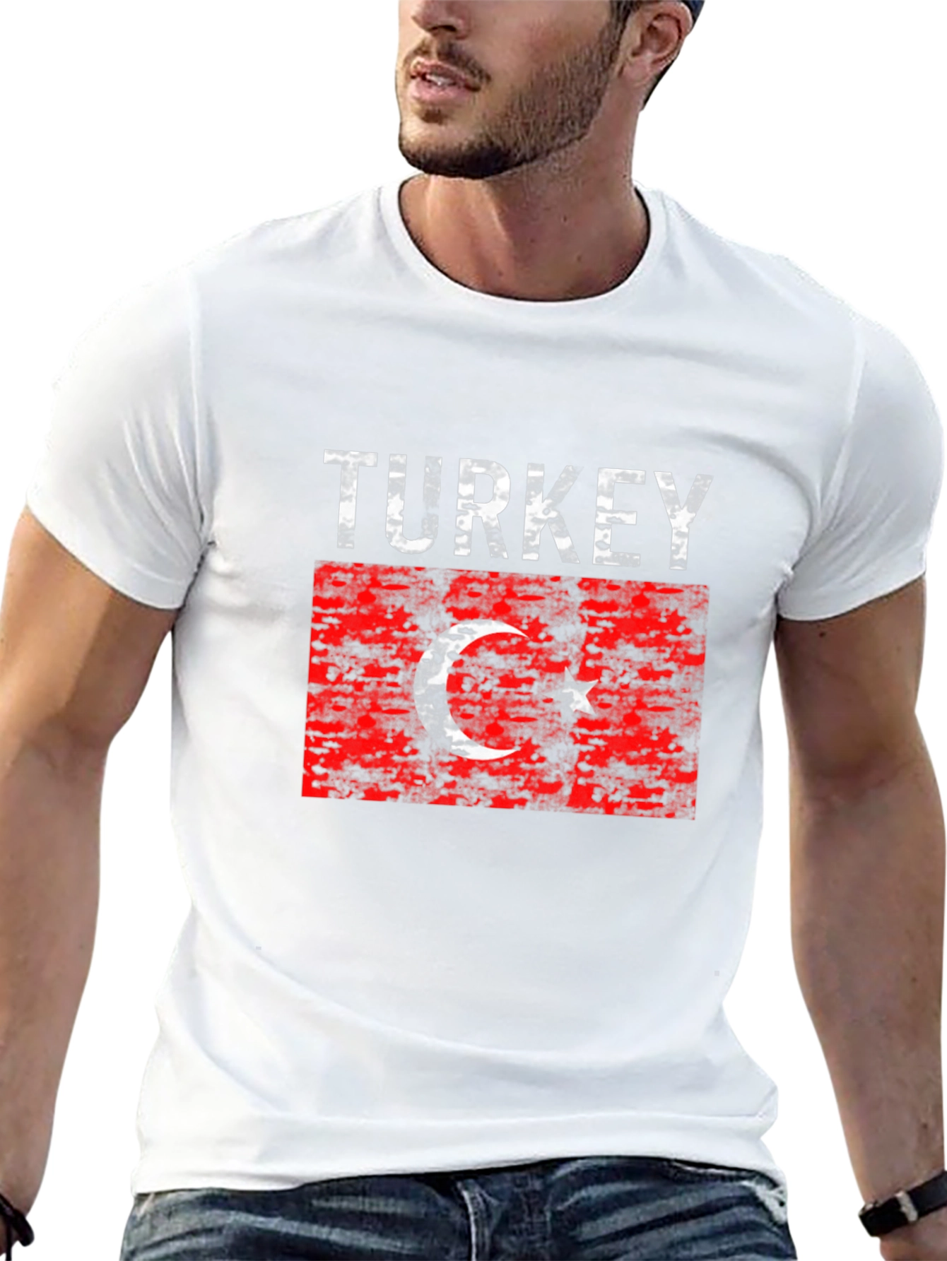 Turkey Flag Graphic T-Shirt - Distressed Design