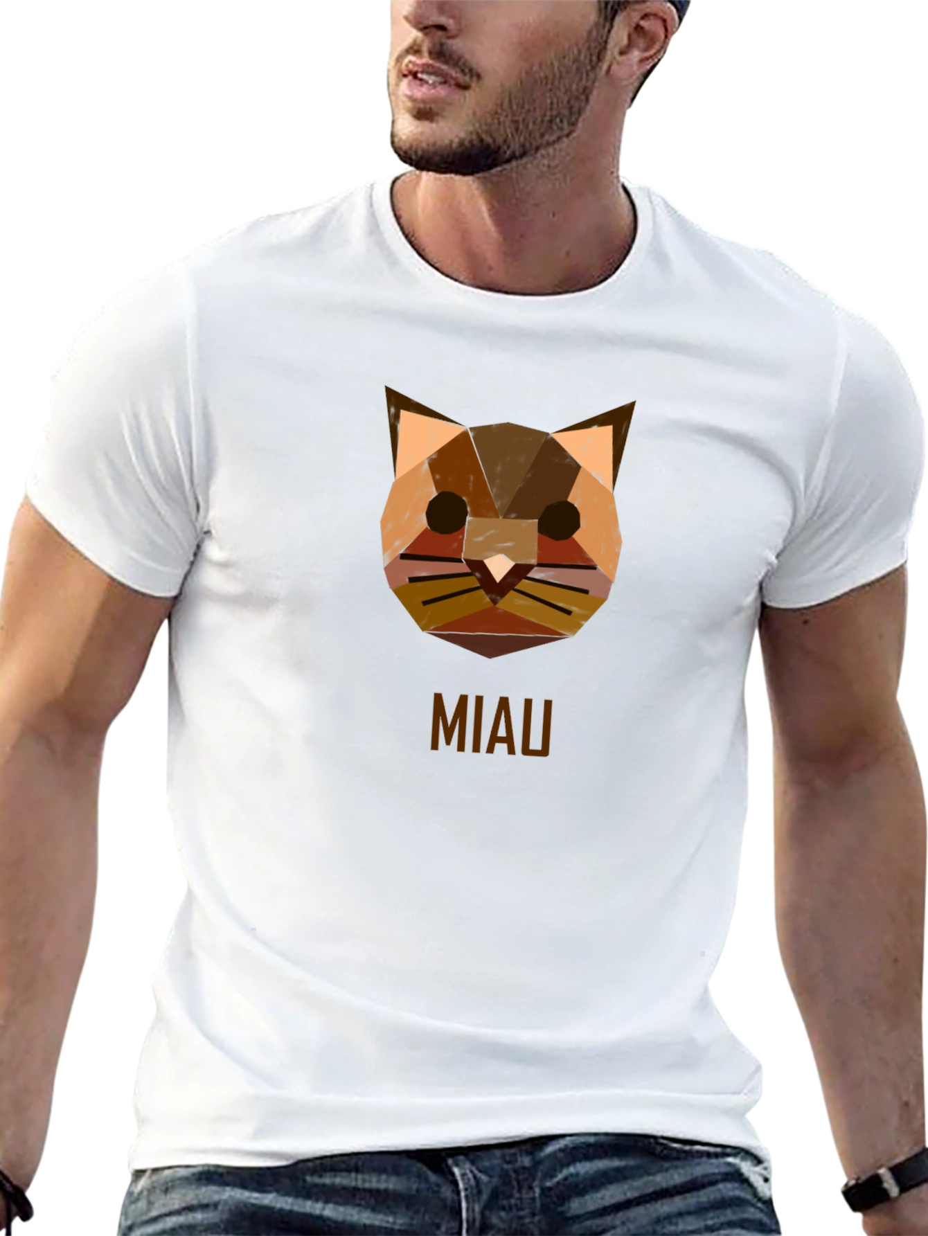 Geometric Cat MIAU T-Shirt