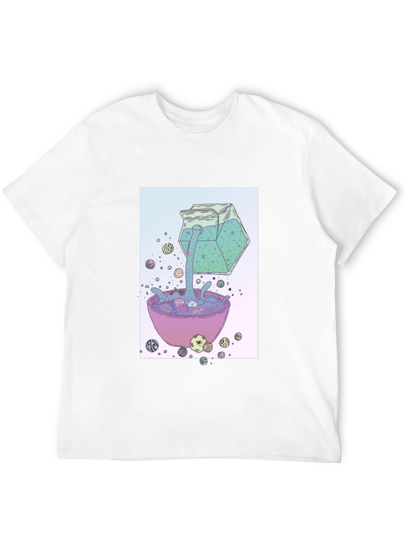 Surreal Cereal Cartoon Graphic Print Black T-Shirt