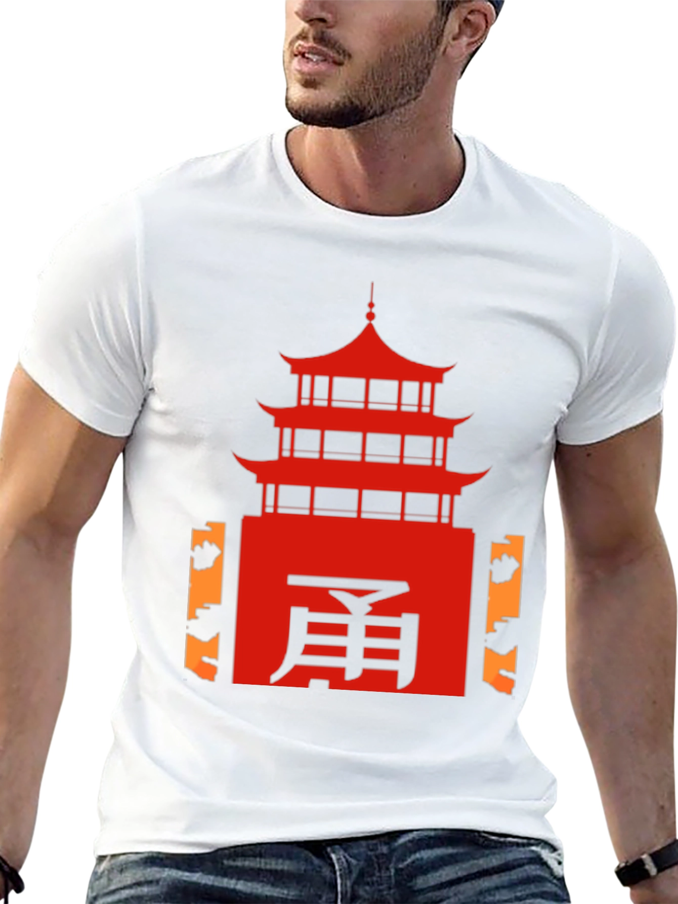 Oriental Temple Graphic Tee - Black
