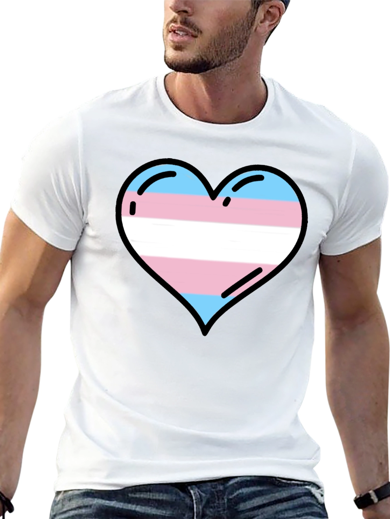 Transgender Pride Heart T-Shirt - Black