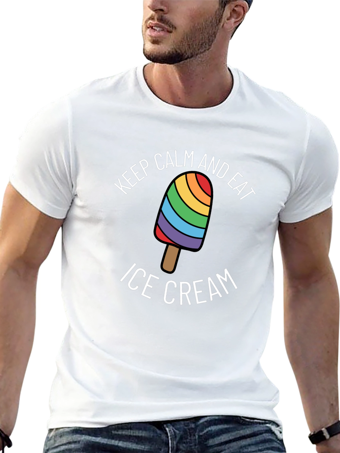 Keep Calm & Eat Ice Cream Rainbow Pride T-Shirt