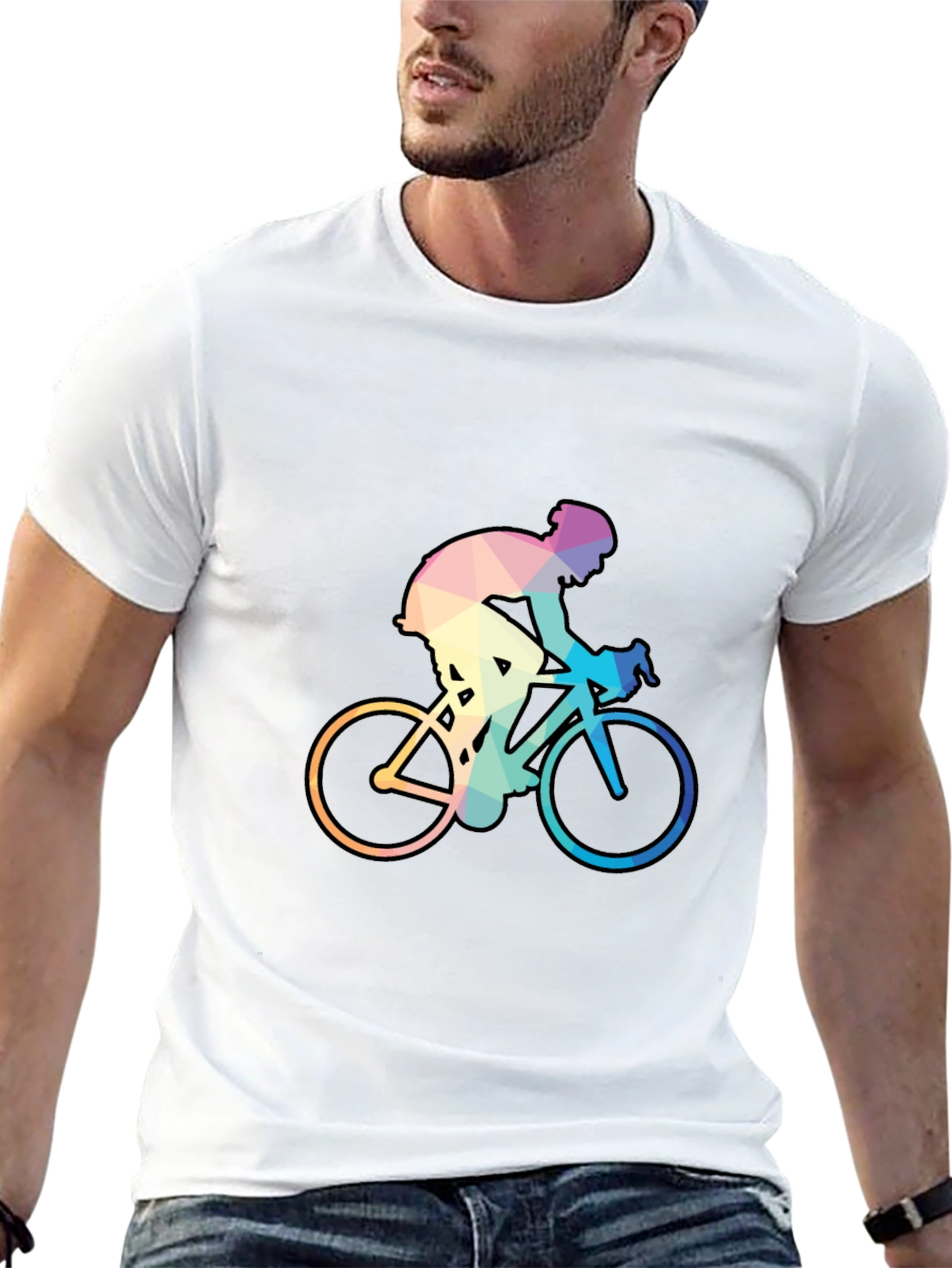 Geometric Cyclist Graphic Tee - Black
