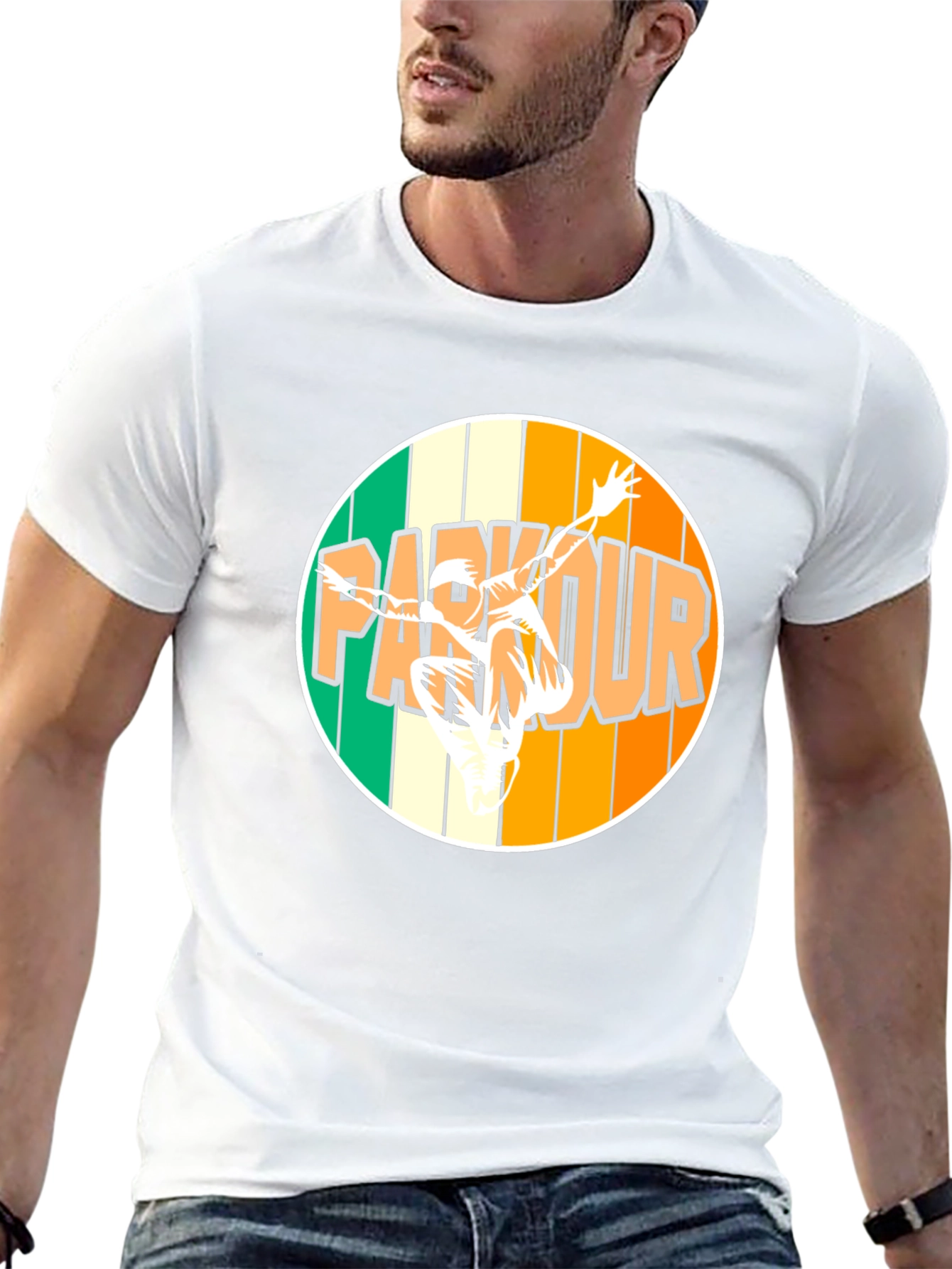 Parkour Circle Graphic T-Shirt - Black Cotton Tee