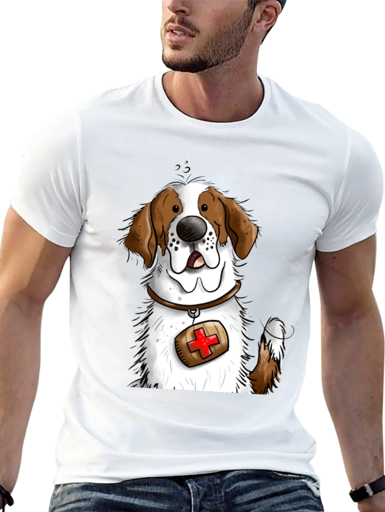 Dog Graphic T-Shirt - St. Bernard Cartoon Design