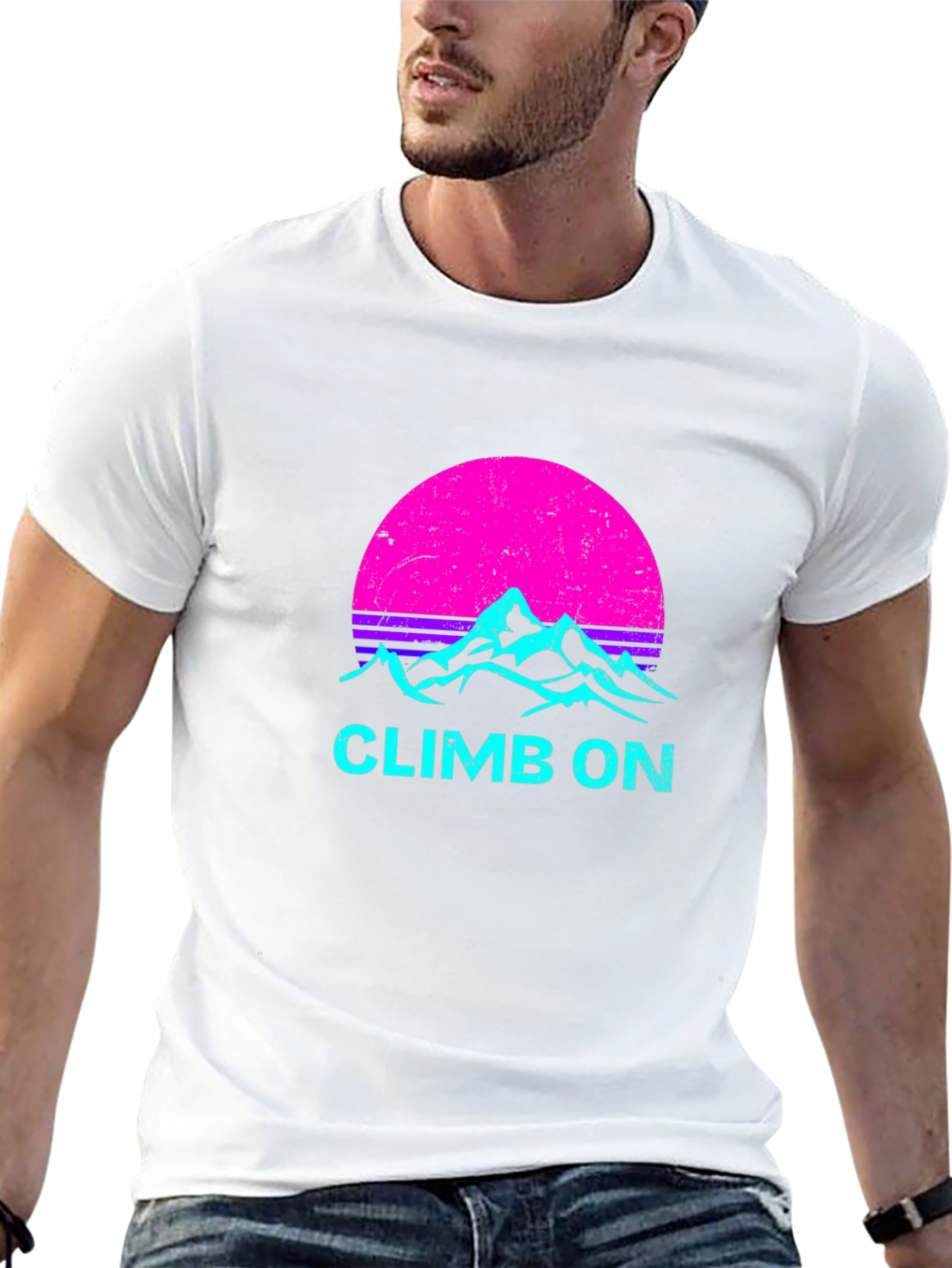 Climb On T-Shirt Retro Mountain Design
