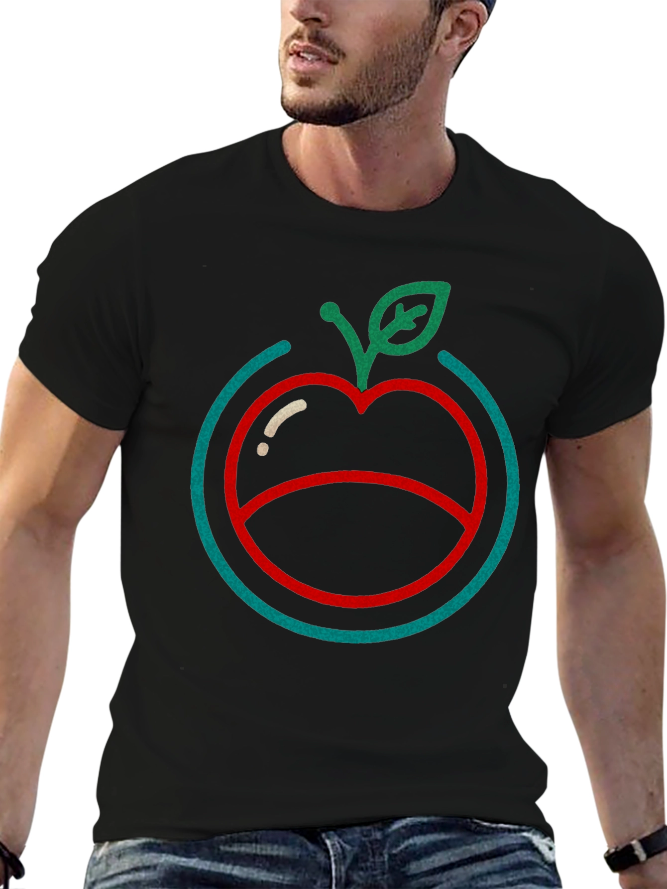 Modern Apple Graphic Tee - Stylish Casual Wear
