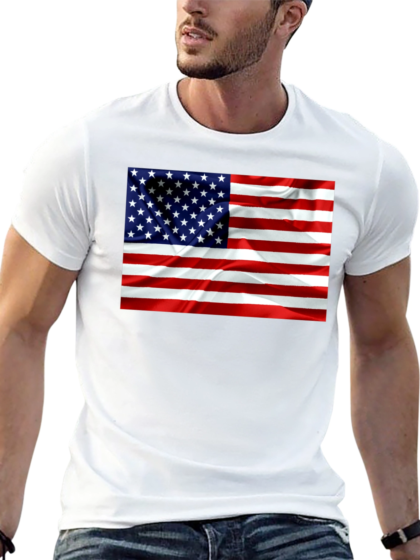 American Flag Graphic Print T-Shirt - Patriotic Design