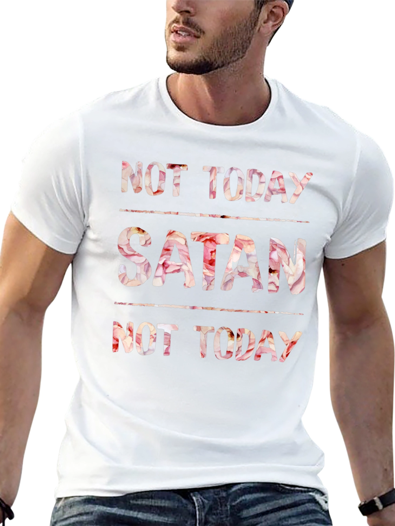 Not Today Satan Floral Print Tee