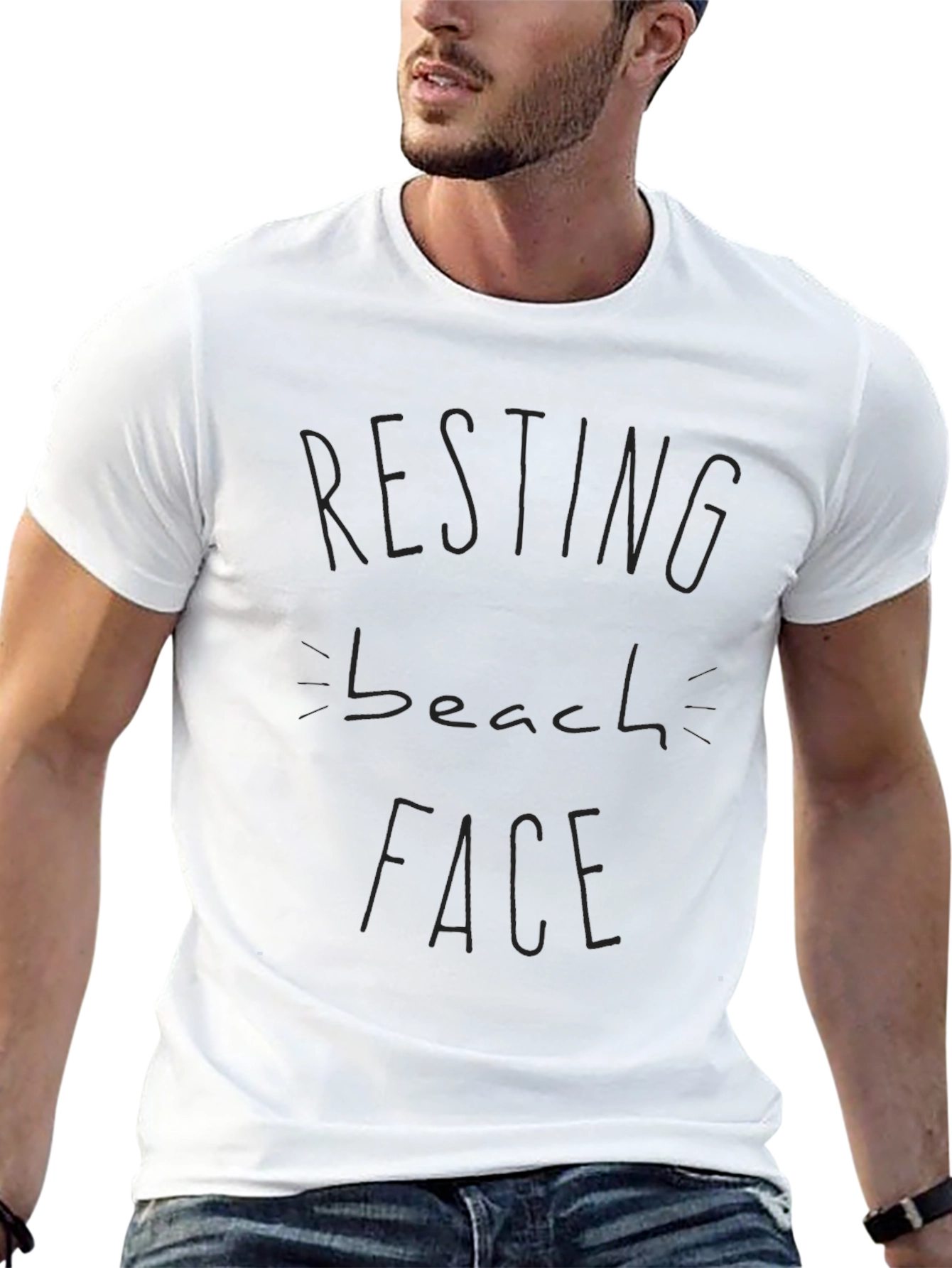 Resting Beach Face Black T-Shirt