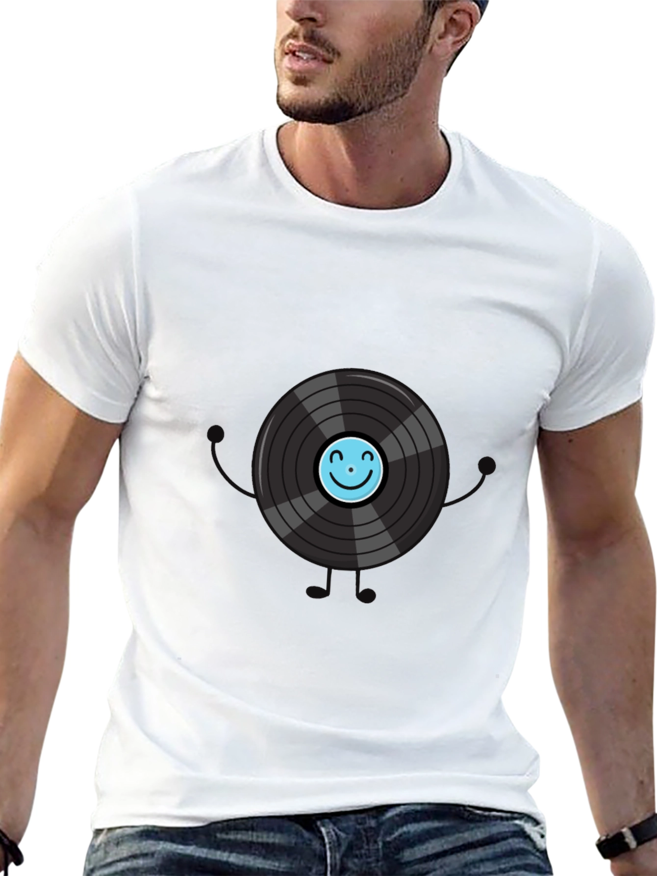 Vinyl Record Graphic Tee - Black