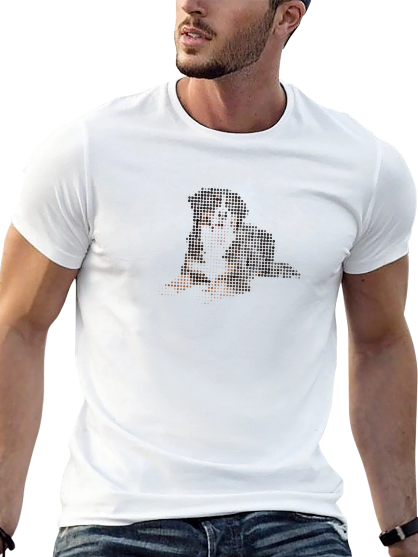 Pixelated Dog Graphic T-Shirt - Black
