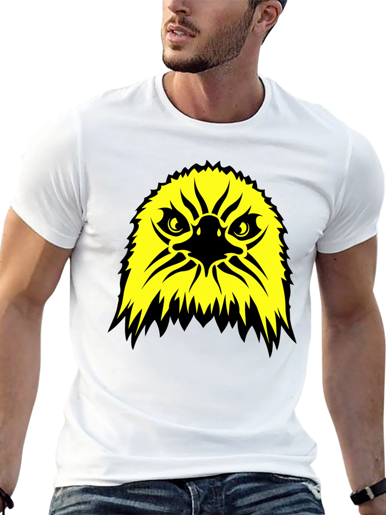 Bold Eagle Graphic Tee - Black Cotton T-Shirt