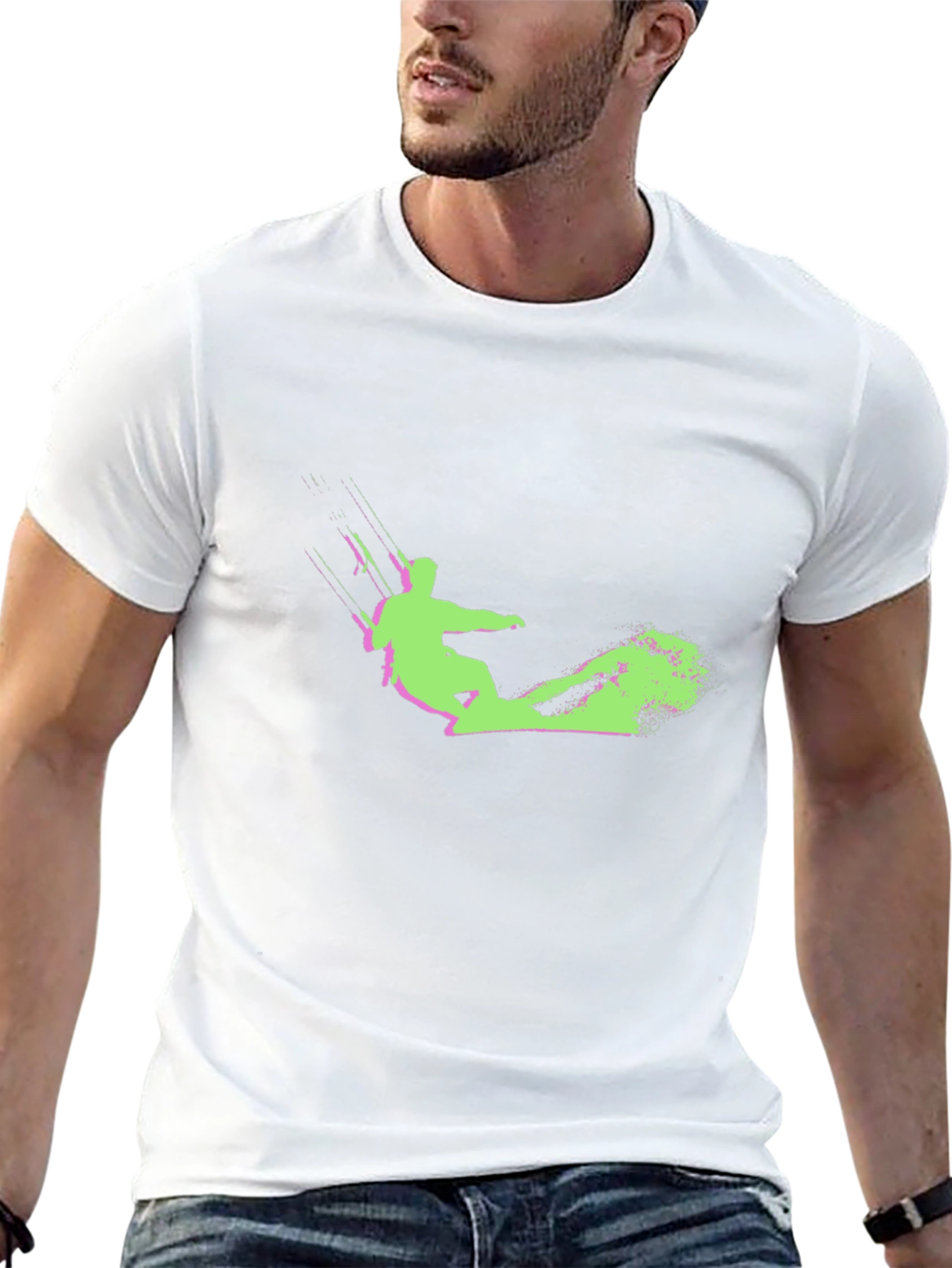 Kitesurfing Graphic Tee - Black Cotton Comfort