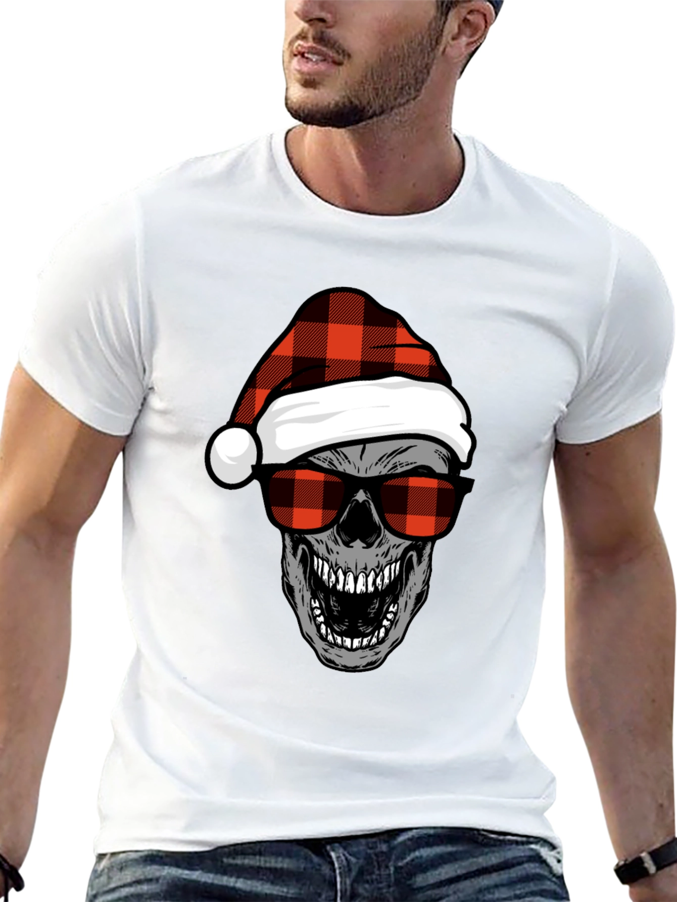Skull with Santa Hat Graphic Tee
