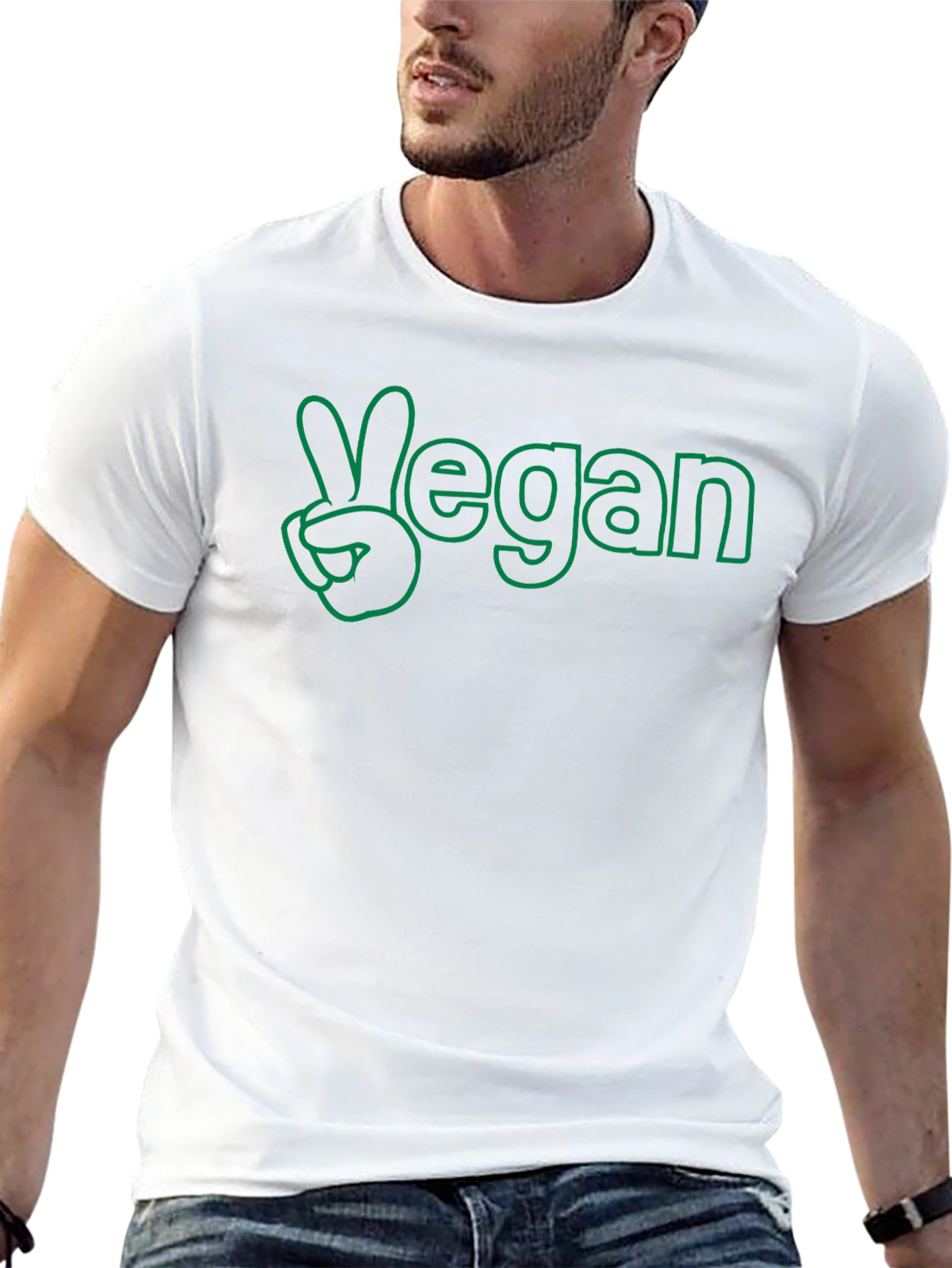 Vegan Peace Sign Graphic Tee - Black