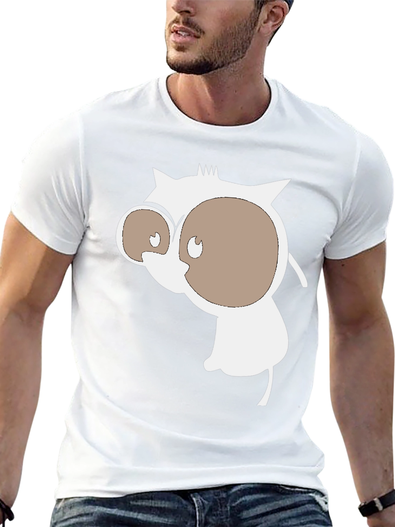 Mens Black T-Shirt with Cartoon Graphic