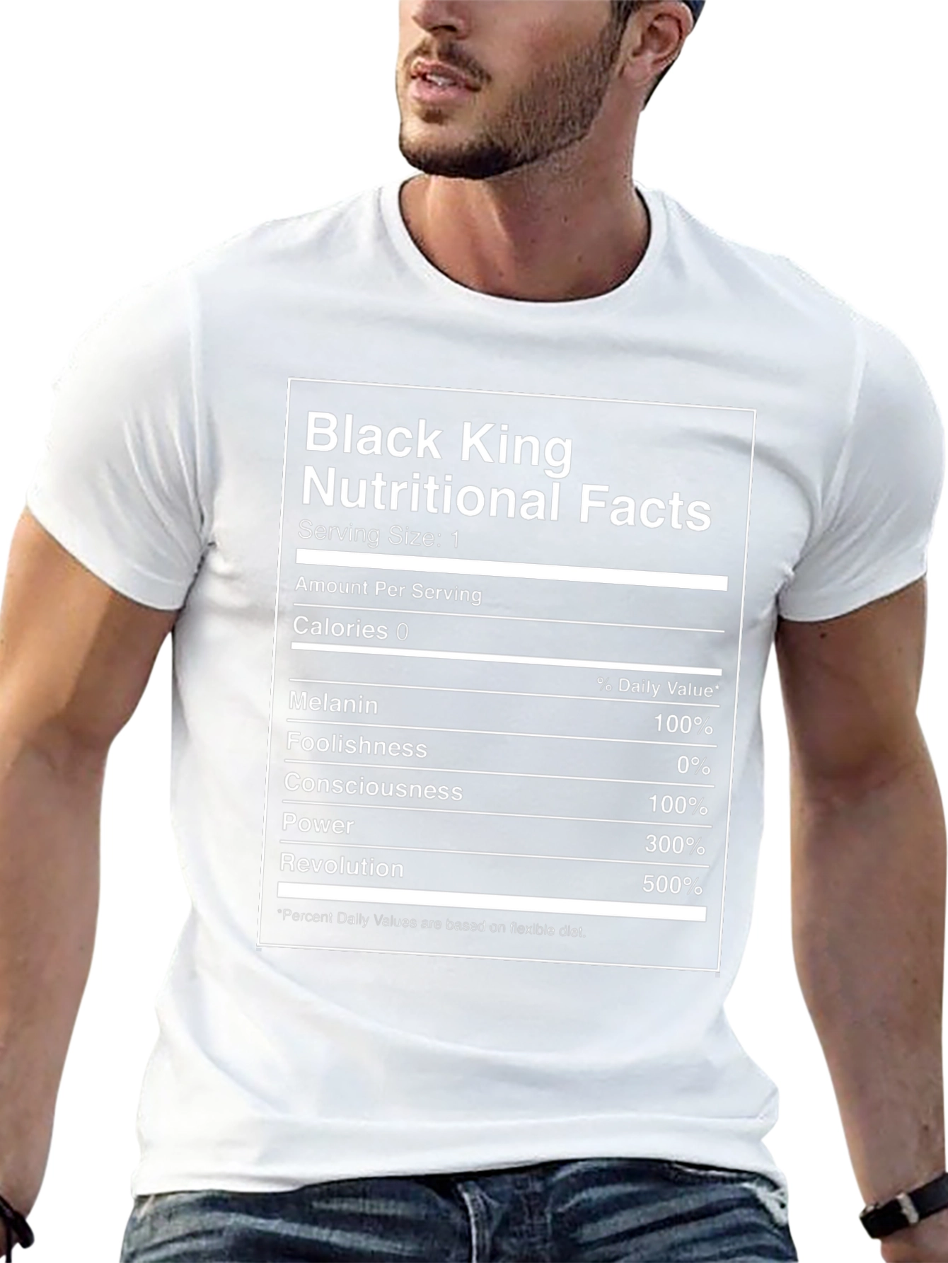 Black King Nutritional Facts Graphic T-Shirt