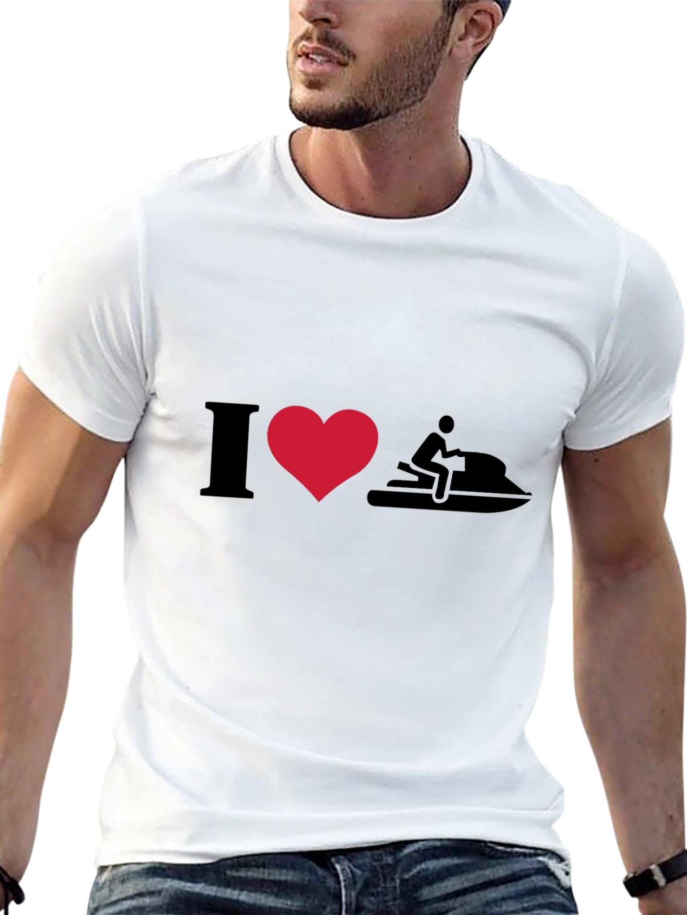 I Heart Jet Skiing T-Shirt - Black Cotton Tee