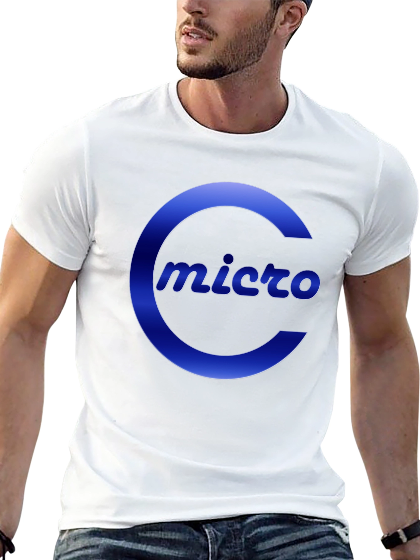 Micro T-Shirt - Black Crew Neck with Bold Logo