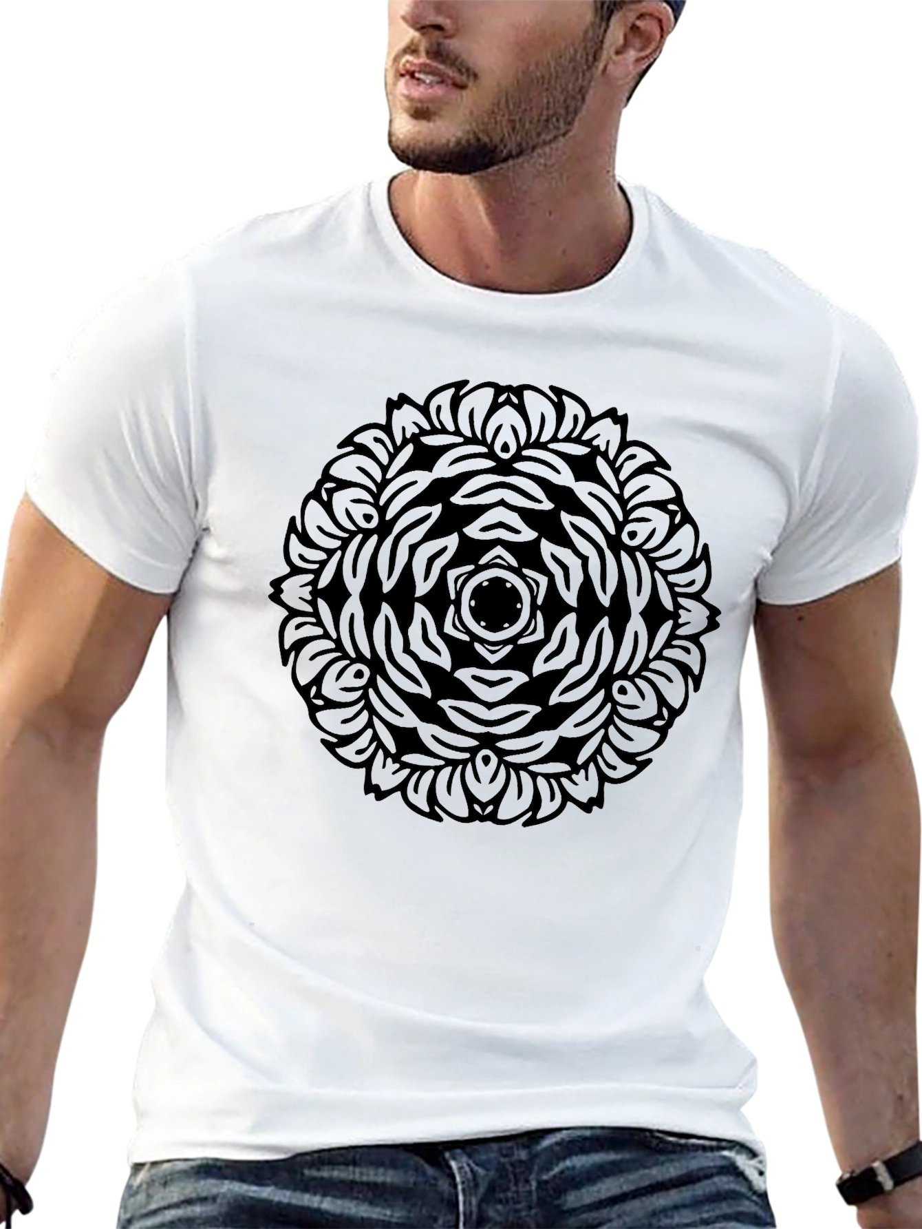 Black Mandala Print T-Shirt