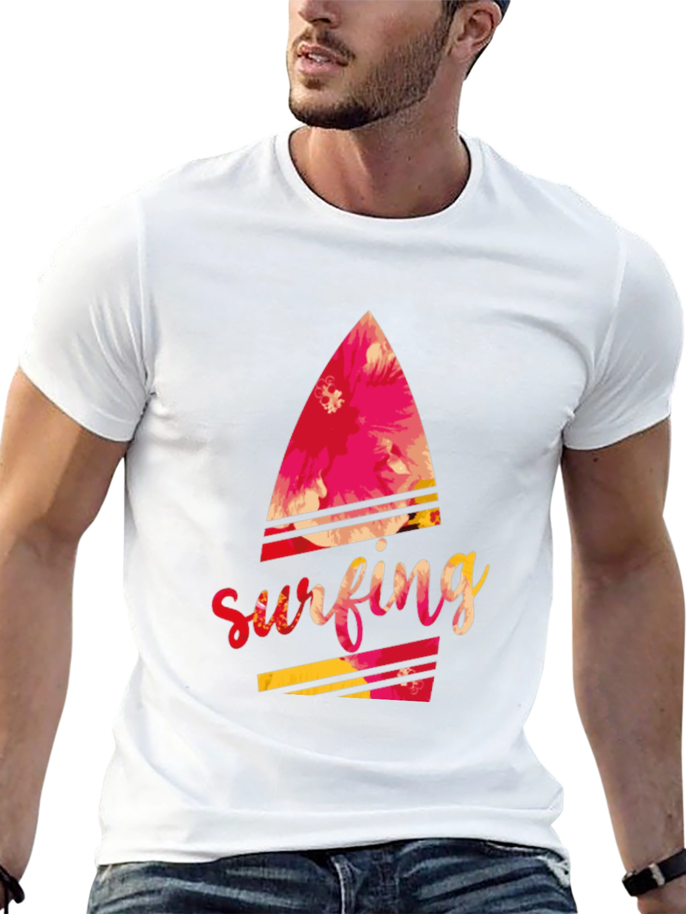 Surfing Floral Graphic Black Tee