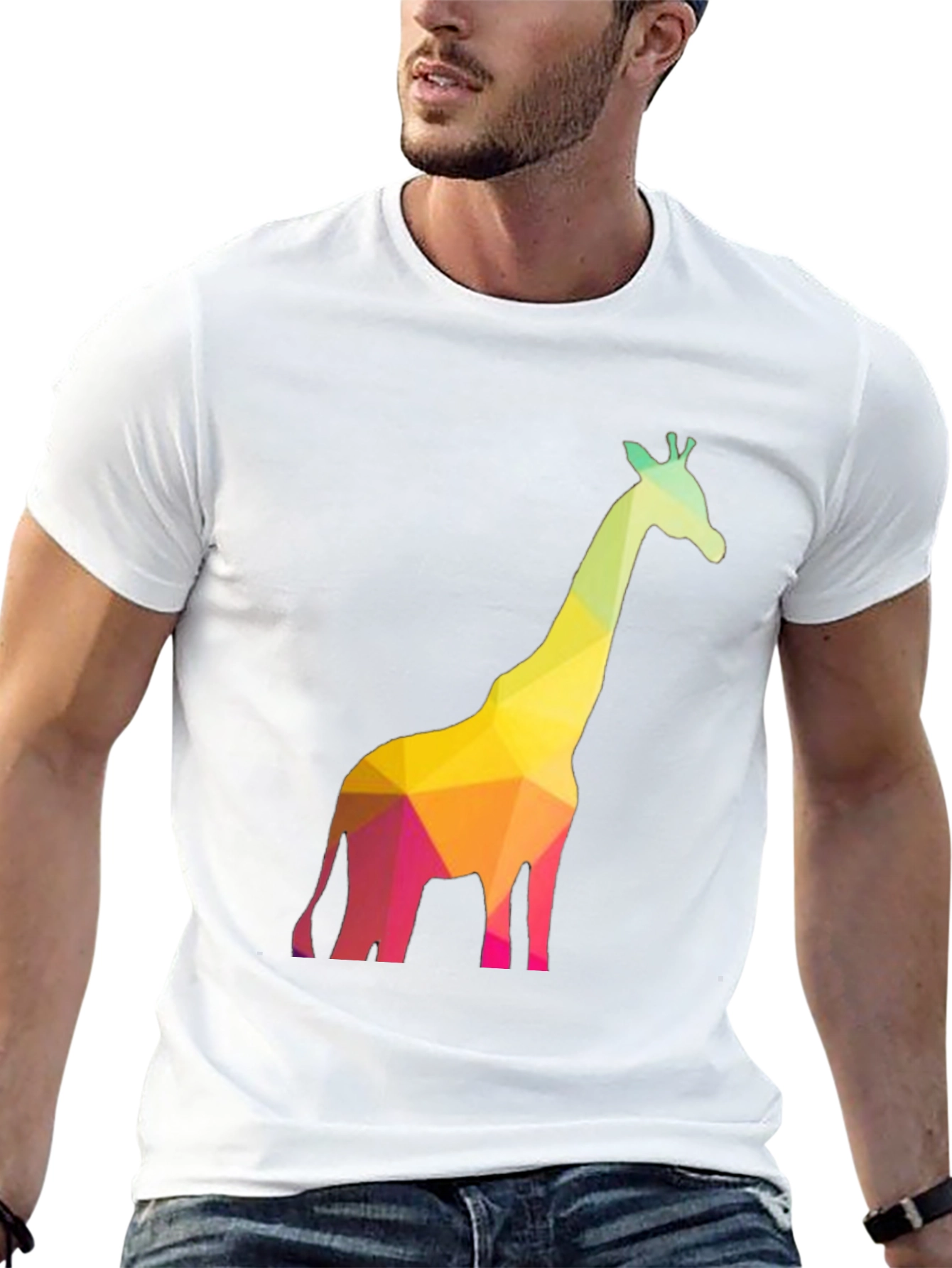 Geometric Giraffe Graphic Black T-Shirt