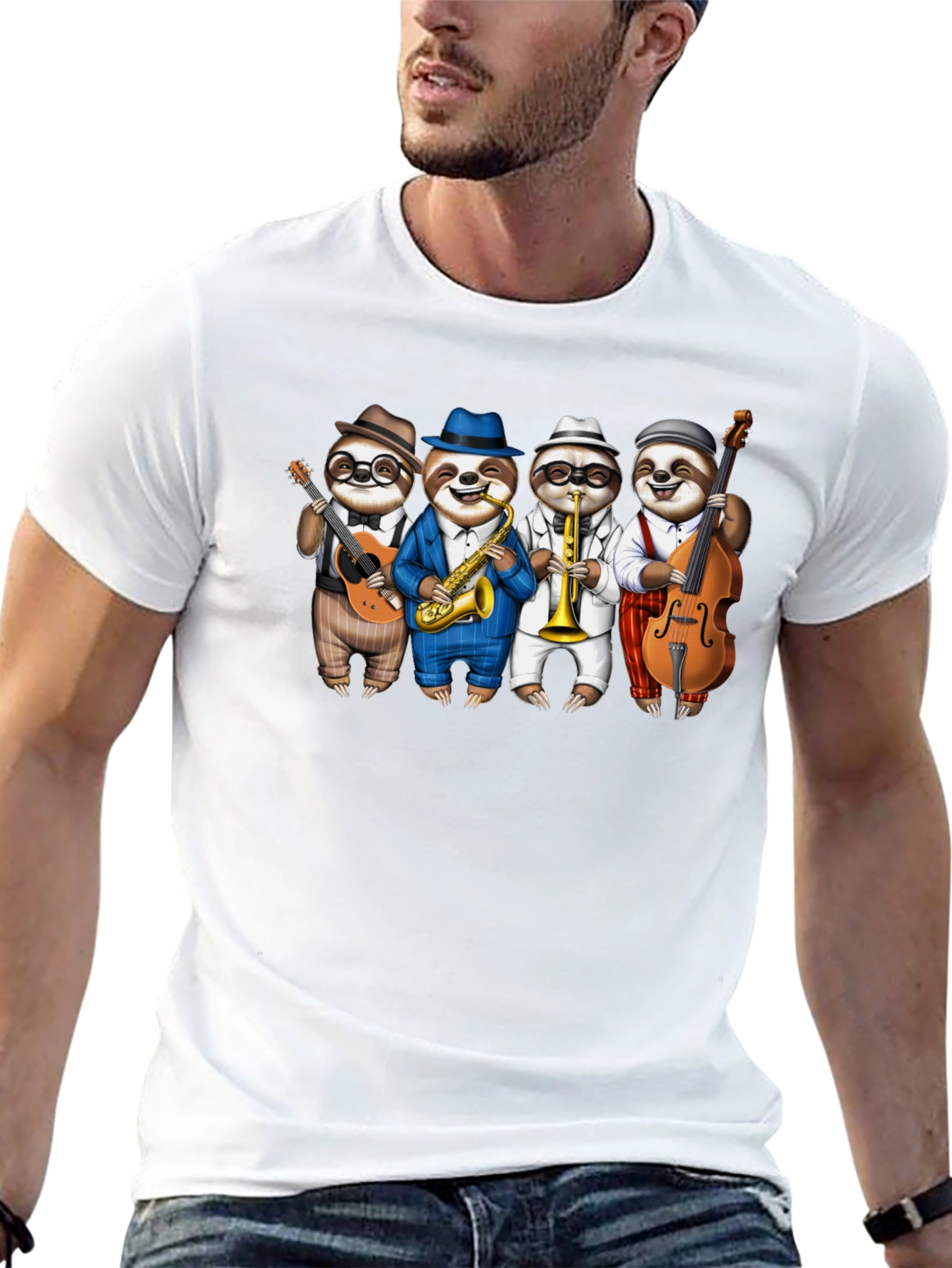 Sloth Jazz Band Graphic Tee - Fun & Unique!