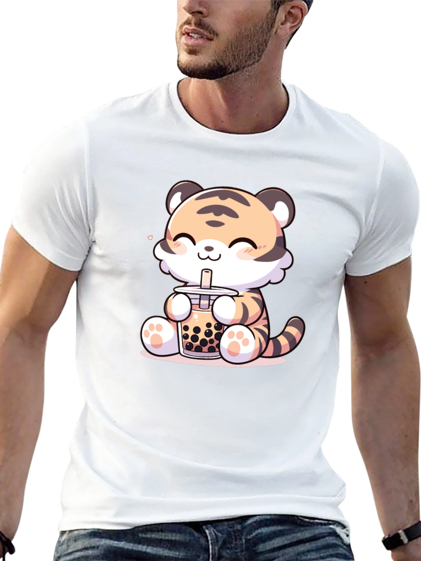 Cute Tiger Boba Tea Graphic Tee