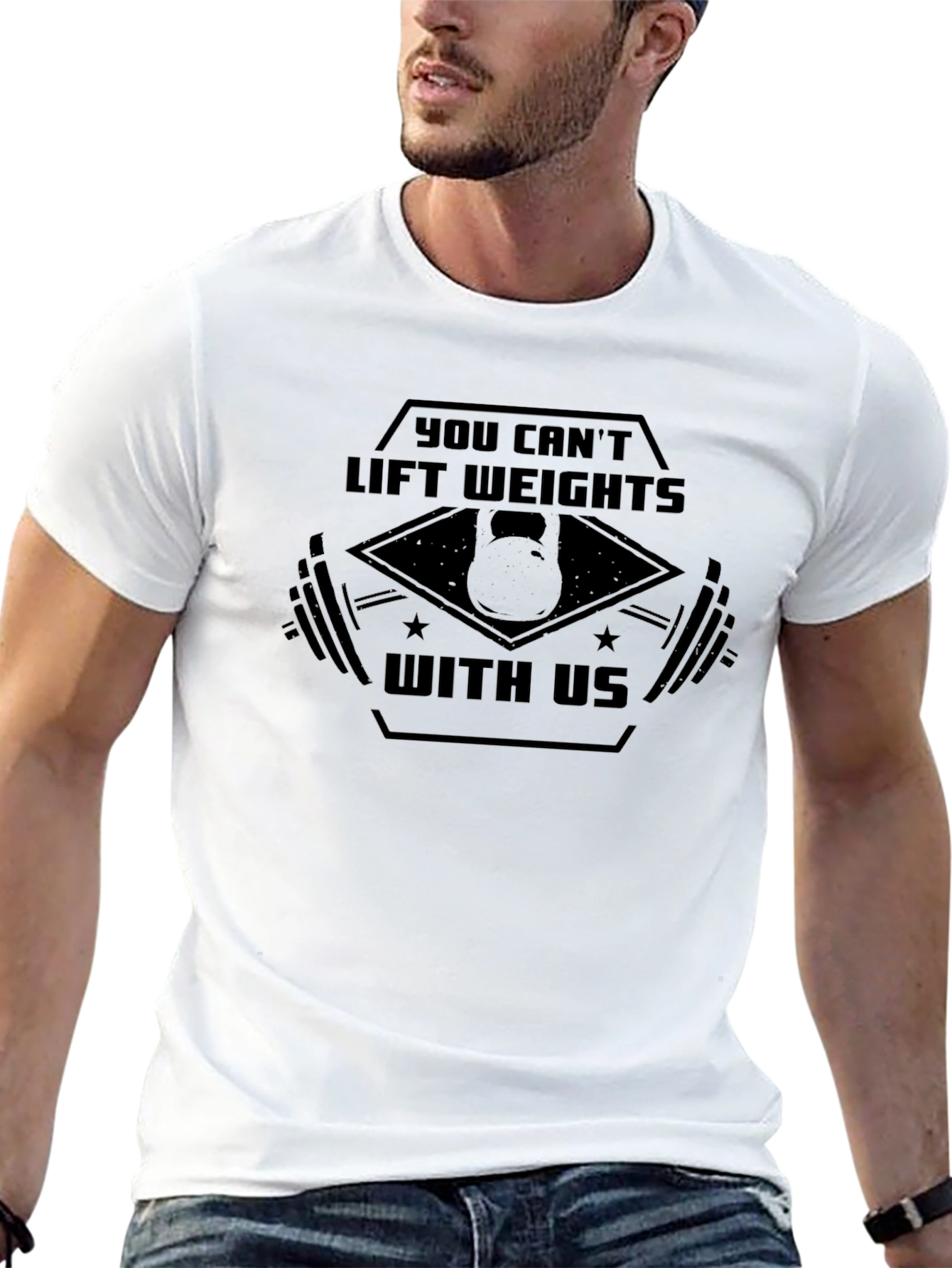 You Cant Lift Weights With Us Black Graphic Tee