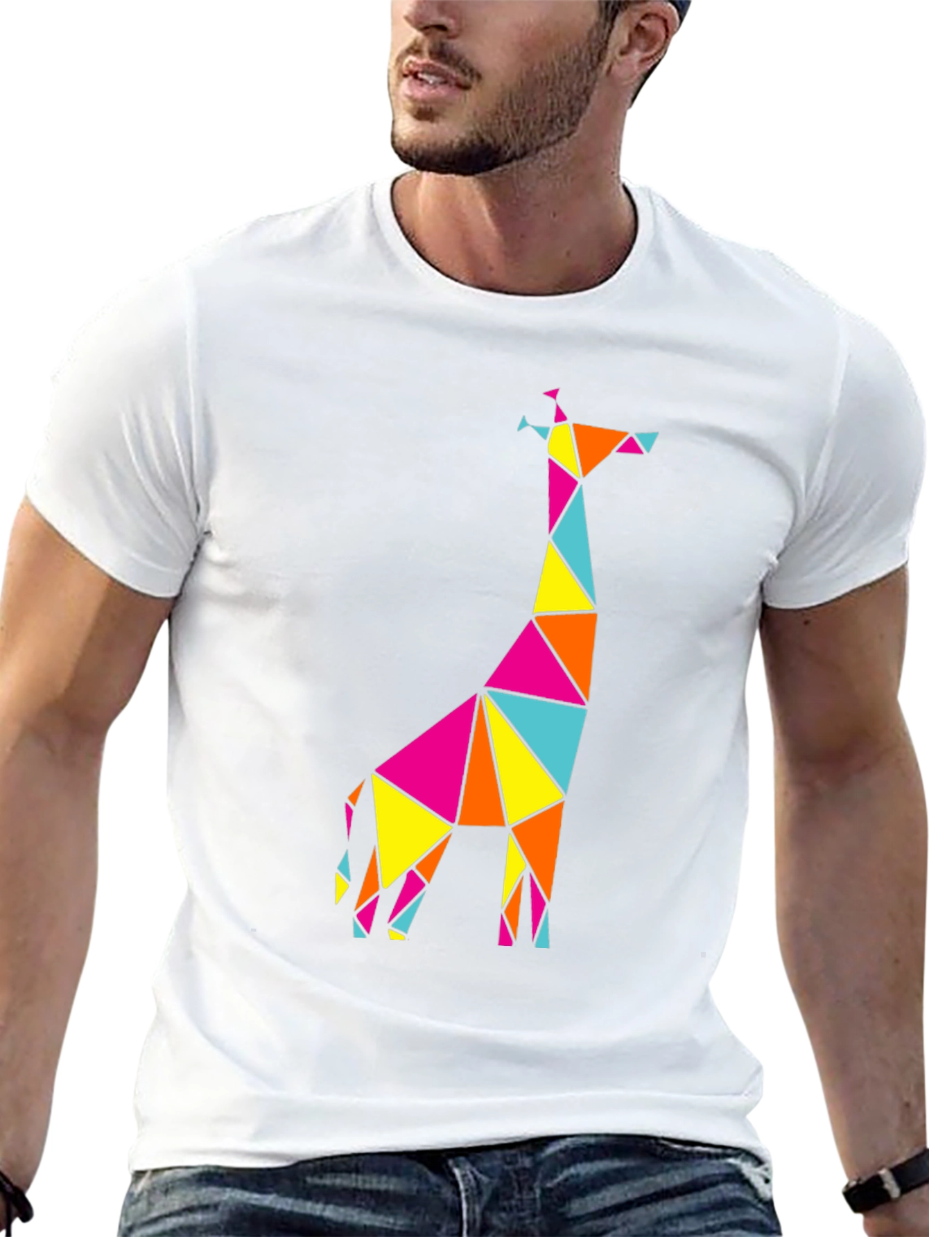 Geometric Giraffe Graphic Tee - Mens Black T-Shirt